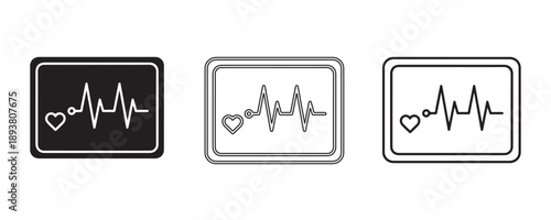 Vital Signs Display: A set of three stylized monitors display the vital signs of a person, showcasing heart rate and rhythm in a clean, minimalist style.