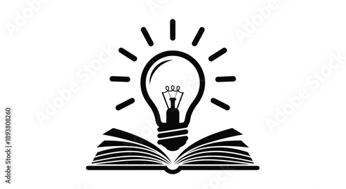 An open book with a glowing lightbulb above symbolizing knowledge