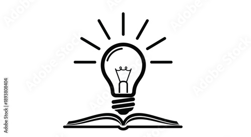 An open book supporting a glowing lightbulb representing knowledge and ideas