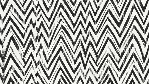 Black and white chevron pattern with abstract zigzag lines on a textured background