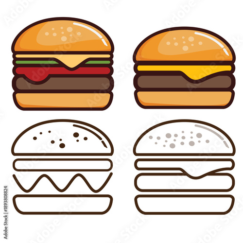 vector illustration of a set of hamburger