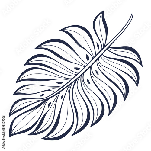 Single tropical leaf illustration