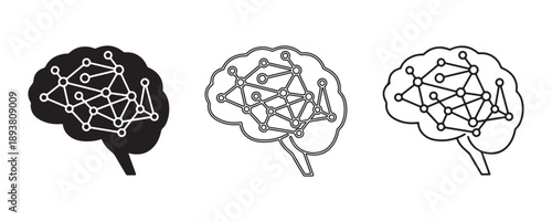 Connected Minds: A collection of brain illustrations showcases the intricacy of thought and the interconnectedness of ideas, symbolizing cognitive function and the power of intellect.