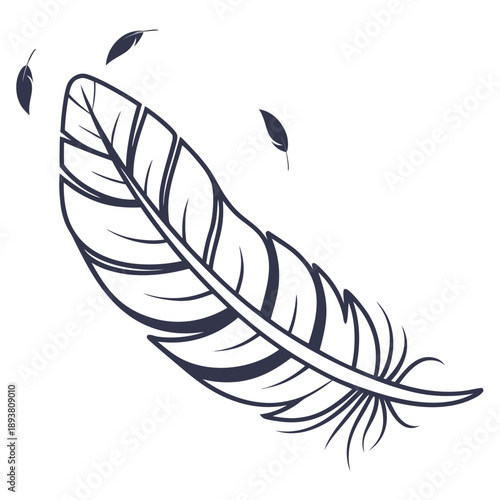 Single feather floating