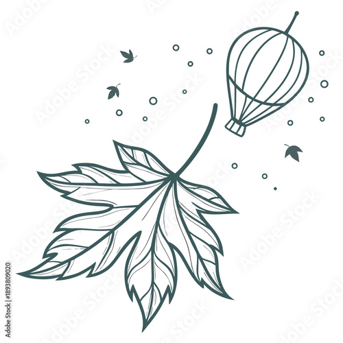 Leaf with hot air balloon