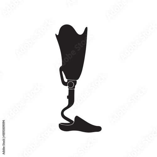 Prosthetic leg silhouette vector flat illustration design