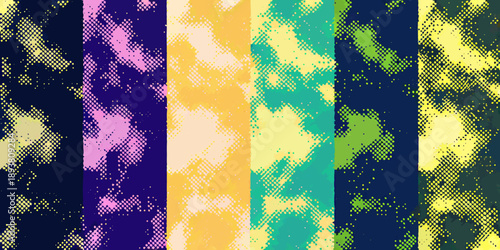 Abstract vertical stripes of pixelated vibrant colors and textures