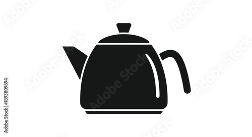 Simple black silhouette of a classic teapot with handle and spout