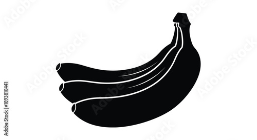 A simple black and white illustration of a bunch of bananas