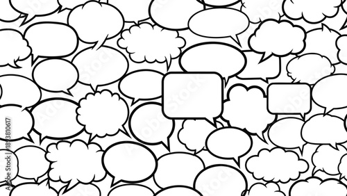 Speech bubbles in comic book style on white background for dialogue and text