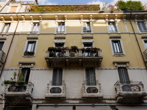 Fotografie Residential buildings along via Piero della Francesca in Milan, Italy