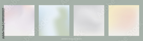 Set of 4 square abstract light airy gradient backgrounds in soft powdered pastel neutral tones. Light pale color backdrops for creative projects, social media, banners, branding, design templates