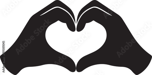 Heart hands silhouette icon showing love and unity gesture vector illustration