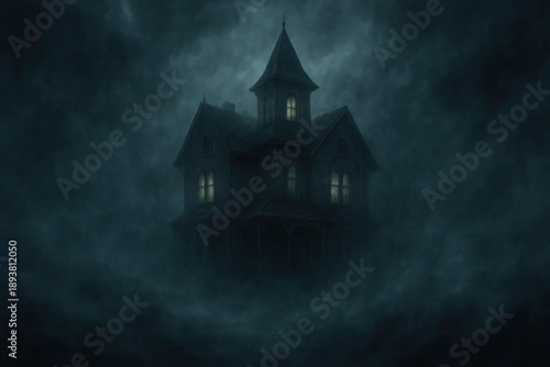 Wallpaper Mural Eerie haunted house in fog Torontodigital.ca