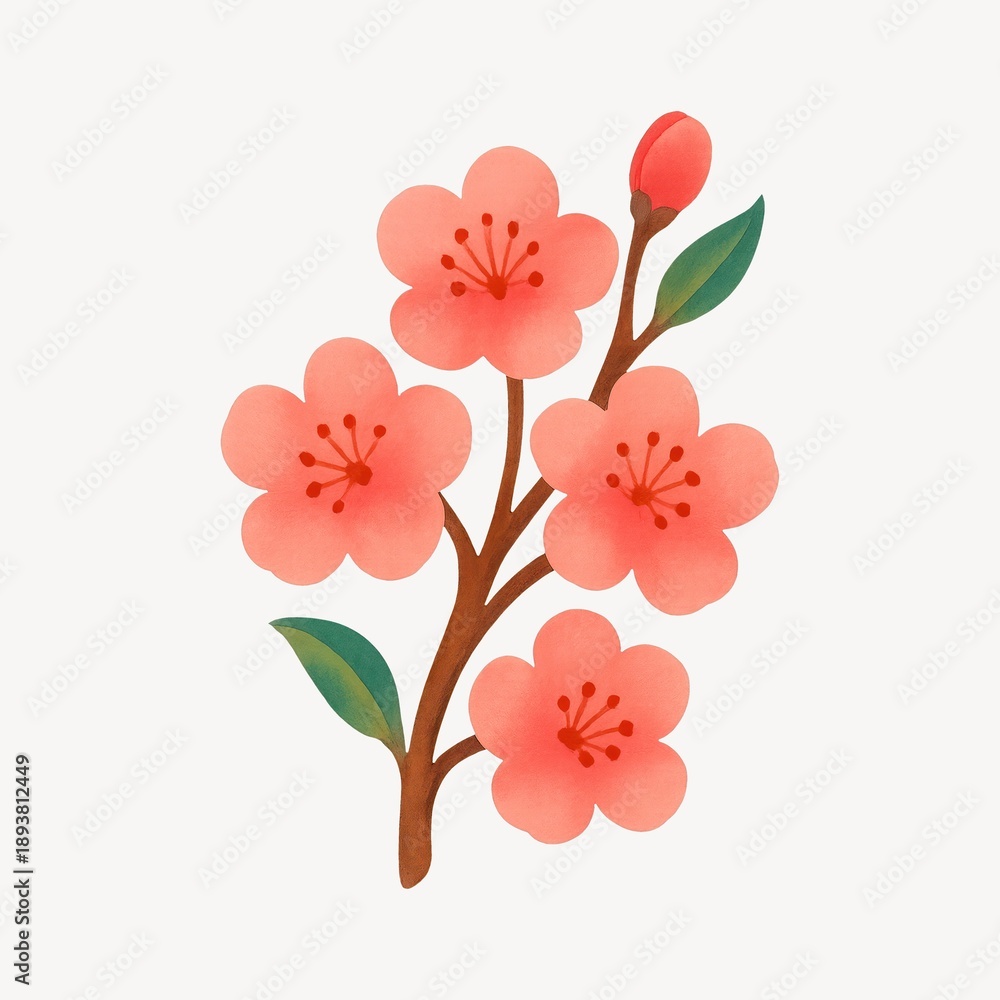 Fototapeta premium Delicate cherry blossom illustration