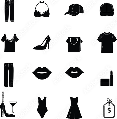 A collection of fashion icons in silhouette mode