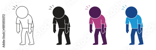 Tired person icon, fatigue or exhausted,  stress, Out of energy symbol. Vector illustration.

