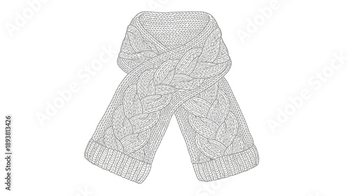 Cable knit scarf illustration on white background