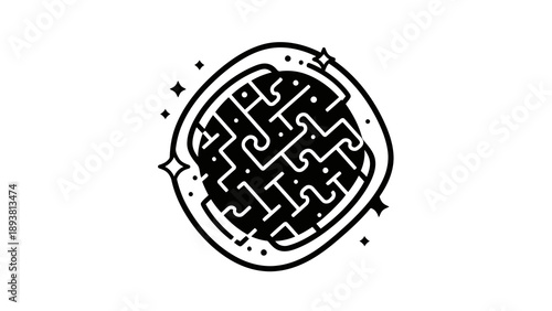 Complex maze illustration with sparkling effects