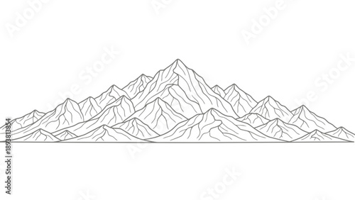 Mountain range illustration on white background