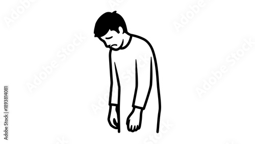 Man standing with head bowed down in sorrow