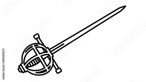 Medieval sword with hilt and blade illustration
