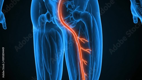 Human body sciatic nerve anatomy.
