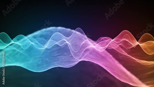 Abstract colorful sound wave design on dark background, perfect for technology concepts.