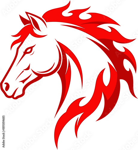 red horse head, New Year's card, Year of the fire Horse.