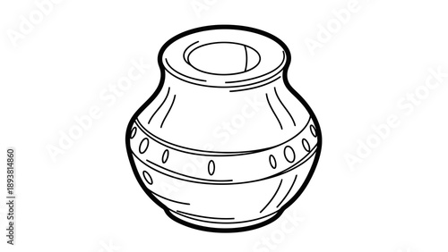 Simple line drawing of a decorative pot