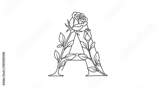 Beautiful floral alphabet letter a illustration