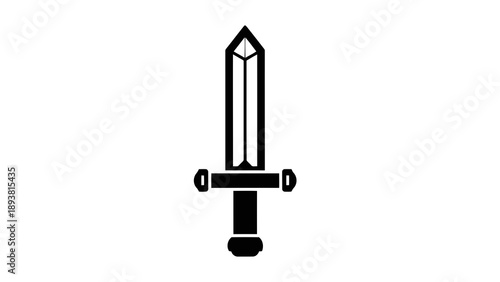 Simple black sword icon on white background