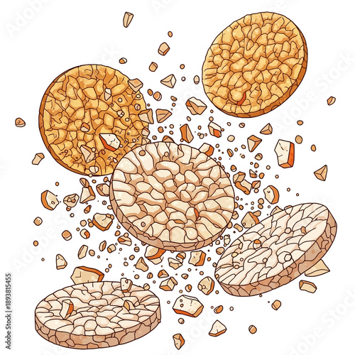 Broken Rice Cakes with Cracks and Shards