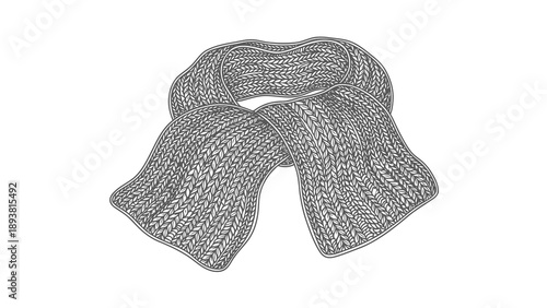 Knit scarf illustration on white background