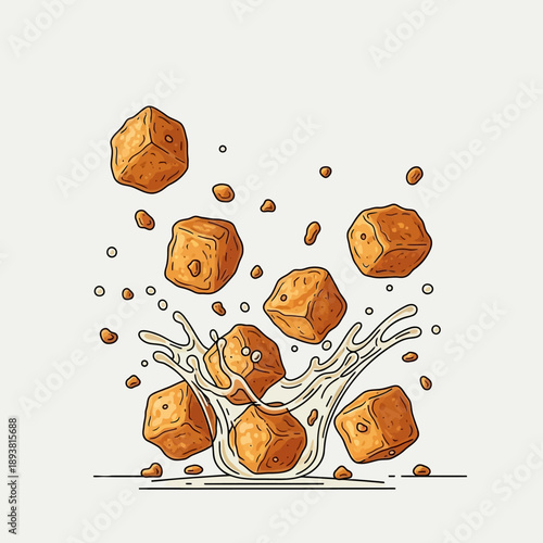 Cereal Cubes with Milk Splash