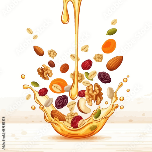 Honey and Nuts Splashing
