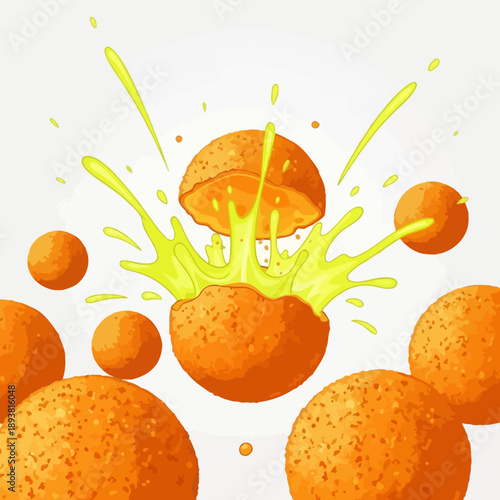 Fried Balls with Yellow Liquid Splash