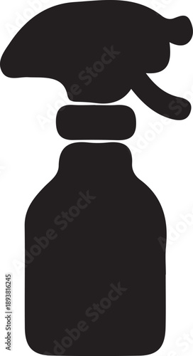 Black silhouette of a spray bottle isolated on transparent background