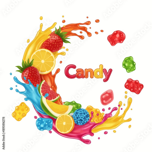 Candy Fruits and Sweets Splash