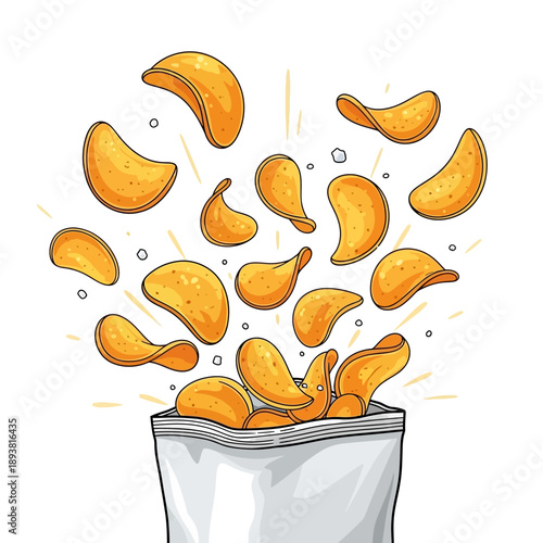 Potato Chips Flying Out of Bag