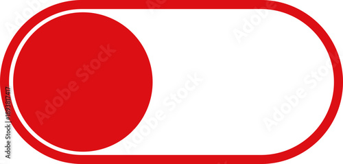 Red toggle switch with circle on left