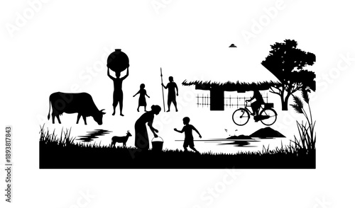 Rural Life Silhouette Illustration