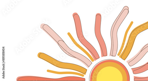 Vector sunrise icon with colorful rays