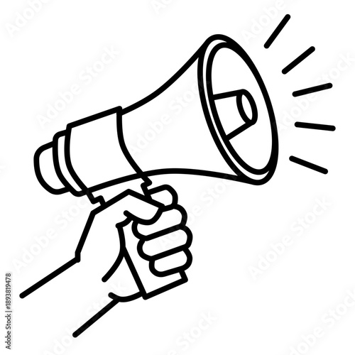 hand holding megaphone line icon with editable stroke