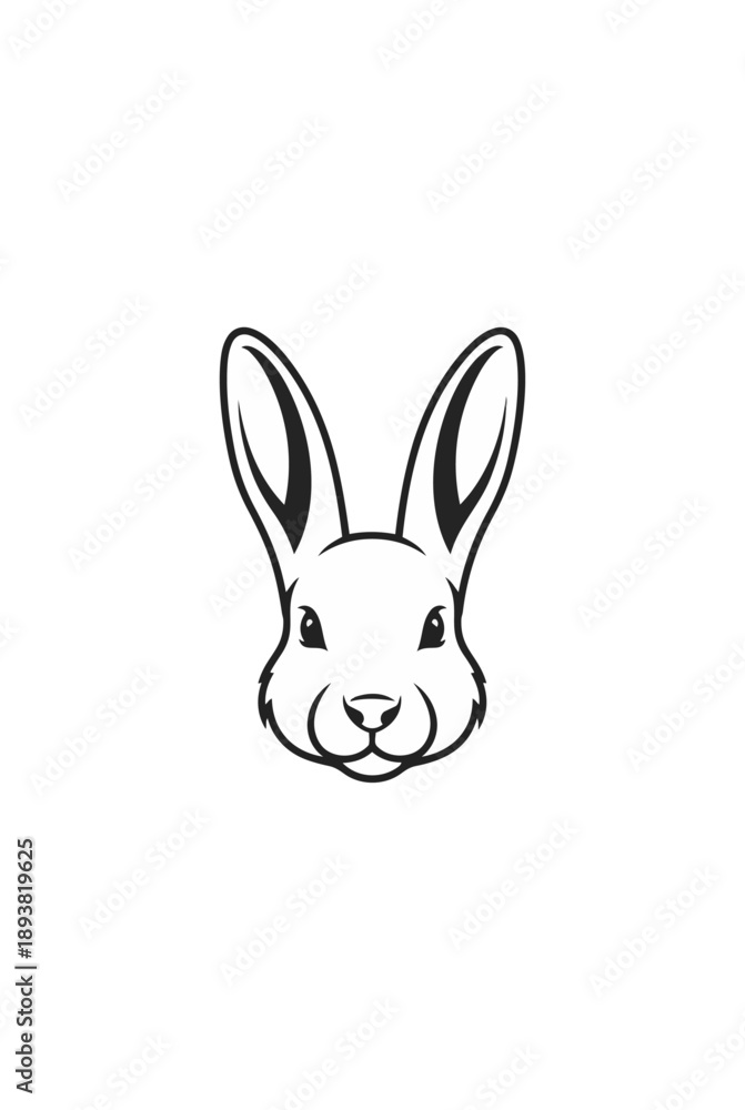 Obraz premium Rabbit illustration head profile white black vector