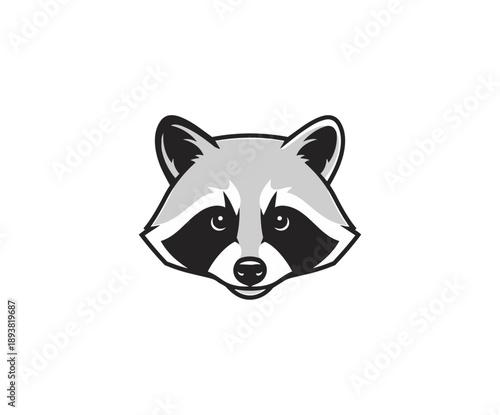 Raccoon head illustration on black background