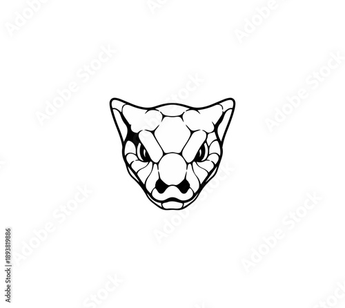Snake head illustration against black background