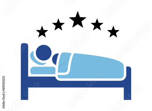 Five Star Hotel Bed Sleeping Icon Vector Illustration for Luxury Rest