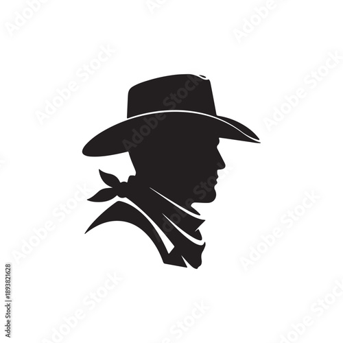Cowboy profile pic silhouette vector flat illustration design.