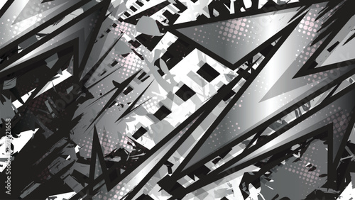 Abstract Geometric Racing Background with Metallic Gradients and Grunge Texture